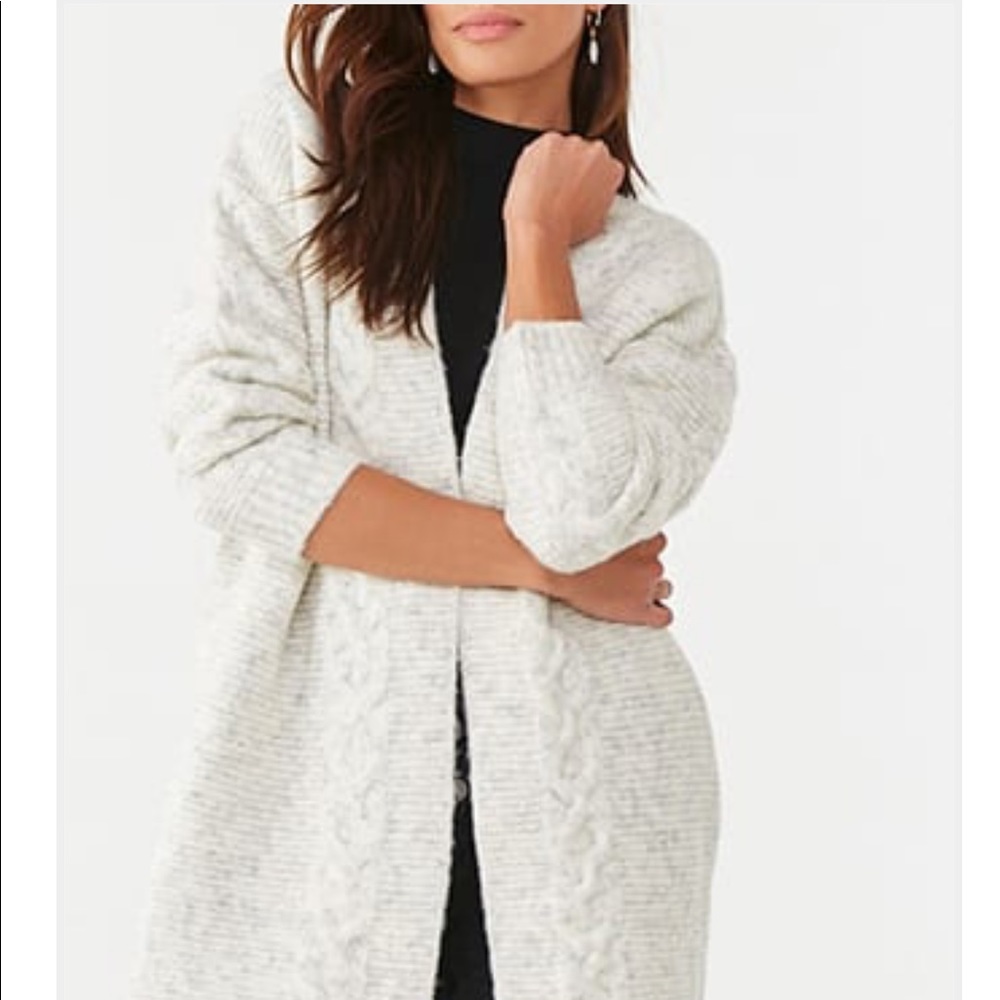 White Marled long lined Cardigan 🤍
